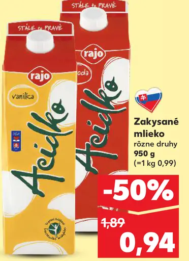Rajo Acidko zakysané mlieko rôzne druhy