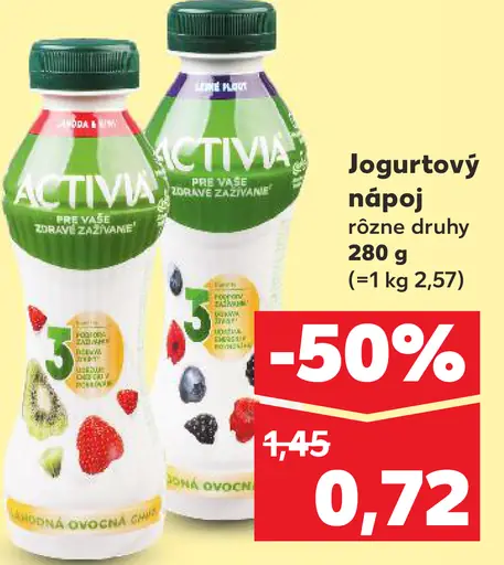 Rajo jogurtový nápoj Activia rôzne druhy