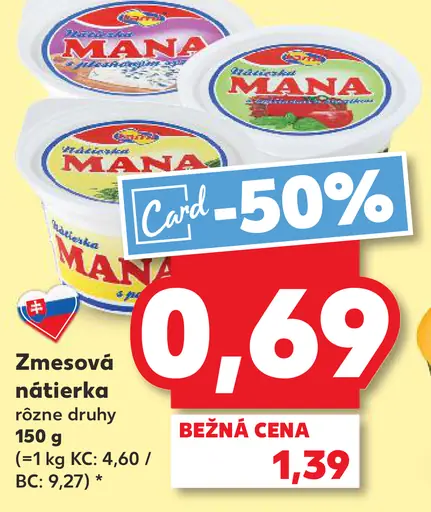 Mana Zmesová nátierka rôzne druhy