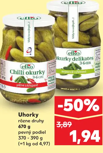 Efko uhorky chilli alebo delikates