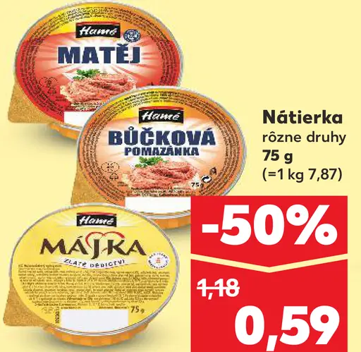 Hamé nátierka rôzne druhy