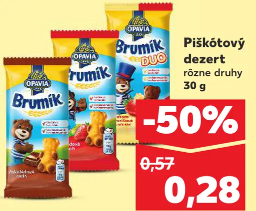Opavia Brumík piškótový dezert rôzne druhy