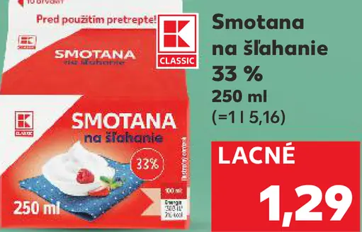 K-Classic Smotana na šľahanie 33 %