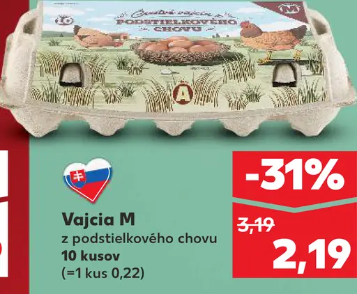 Vajcia M / L z podstielkového chovu 10 kusov