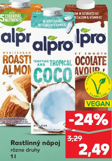 Alpro rastlinný nápoj roasted almond rôzne druhy