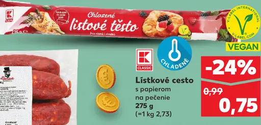 Krajanka lístkové cesto s paprikou na pečenie