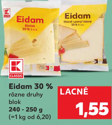 K-Classic Eidam 30 % rôzne druhy