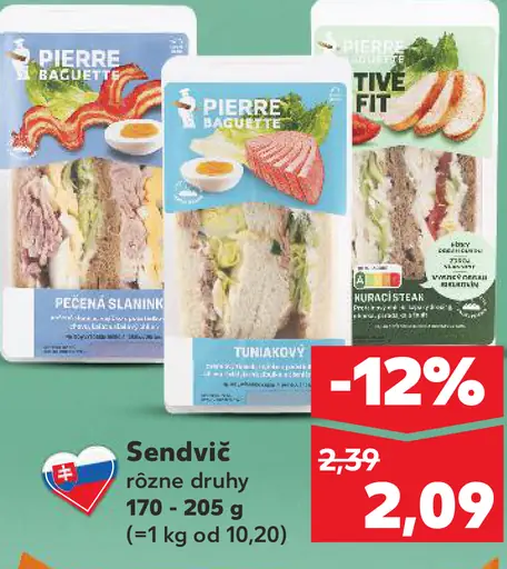 Pierre Baguette sendvič pečená slaninka