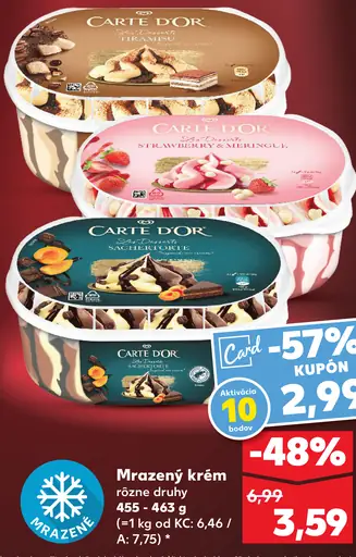 Carte d’Or mrazený krém rôzne druhy (Kaufland Card kupón)