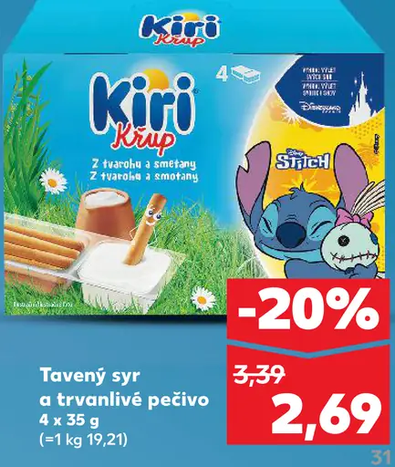 Kiri Krůp tavený syr a trvanlivé pečivo