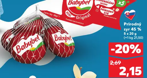 Prírodný syr Babybel 45%