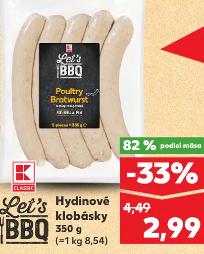 K-Classic Let´s BBQ Hydinové klobásky