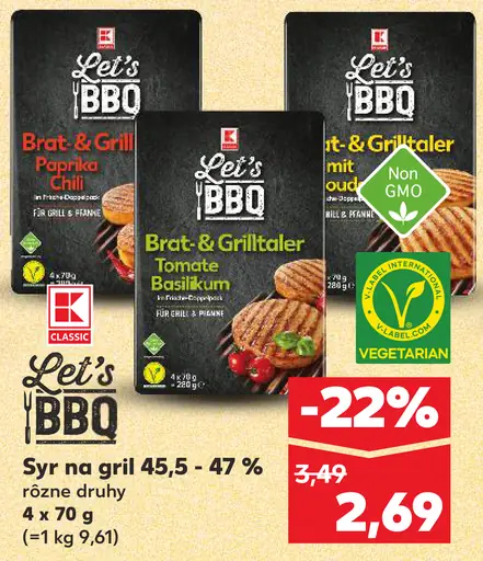 K-Classic Let´s BBQ Syr na gril 45,5 - 47 % rôzne druhy