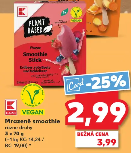 K-Classic Plant Based mrazené smoothie stick rôzne druhy