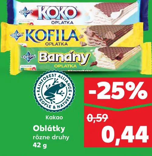 Sedita oblátky Koko, Kofila, Banány