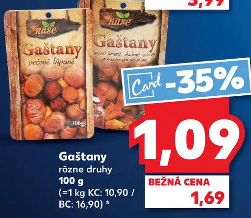 Gaštany rôzne druhy