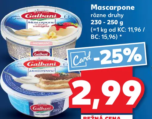 Mascarpone rôzne druhy