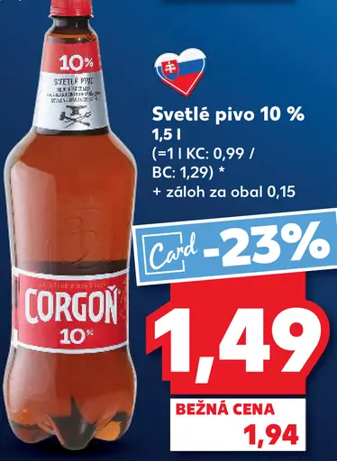 Corgoň 10% svetlé výčapné pivo plechovka