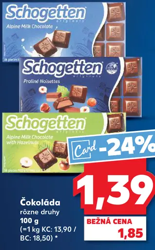 Schogetten čokoláda rôzne druhy