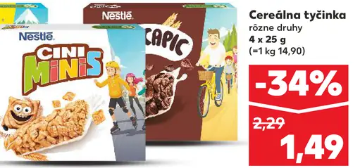 Nestlé cereálna tyčinka Cini Minis