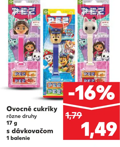 Ovocné cukríky s dávkovačom