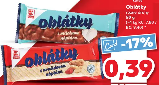 K-Classic oblátky s mliečnou náplňou