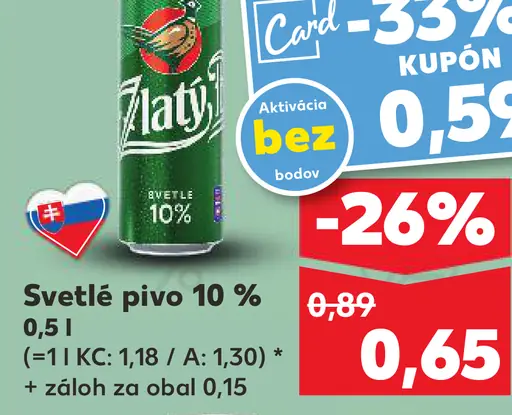 Zlatý Bažant 10% svetlé výčapné pivo plechovka