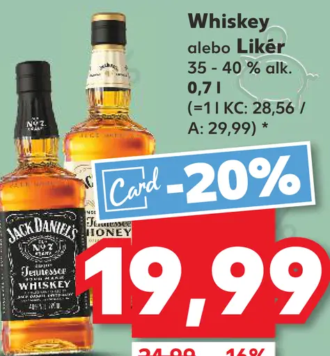 Whiskey alebo likér 35 – 40 % alk.
