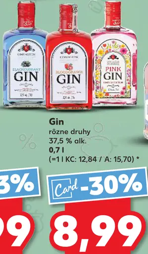 Gin rôzne druhy 37,5 % alk.
