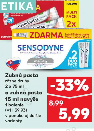 Sensodyne zubná pasta rôzne druhy