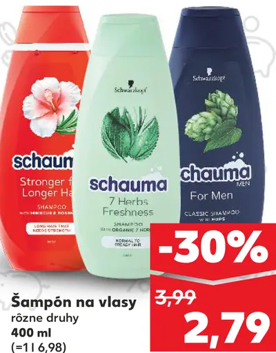 Schauma šampón na vlasy For Men / 7 Herbs / Moisture & Shine rôzne druhy