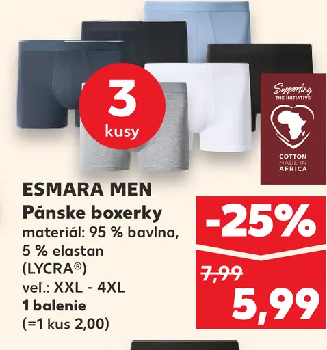 Esmara Men pánske boxerky veľkosti XXL–4XL