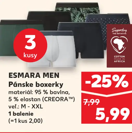 Esmara Men pánske boxerky veľkosti M–XXL
