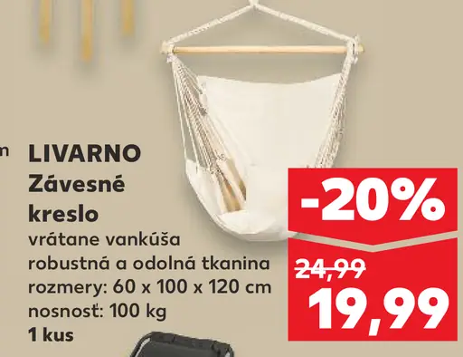 Livarno závesné kreslo s vankúšom
