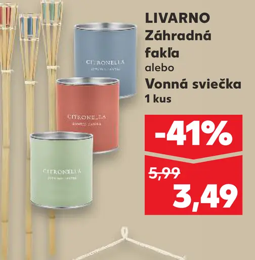 Livarno záhradná fakľa alebo vonná sviečka