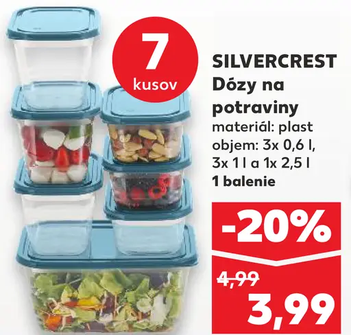 Silvercrest dózy na potraviny sada 7 kusov plastové nádoby na uskladnenie jedla