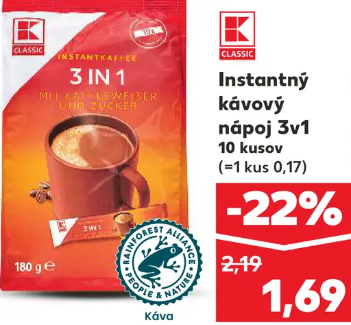 K-Classic instantný kávový nápoj 3v1
