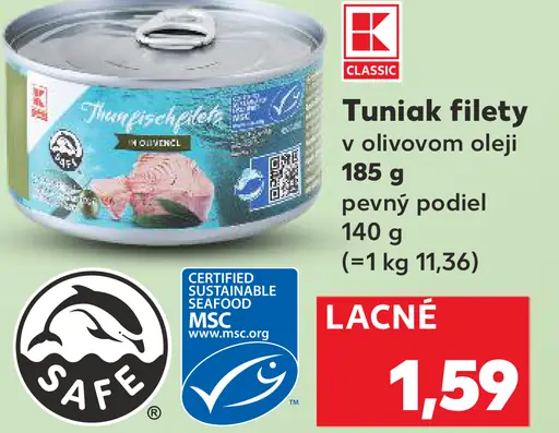 K-Classic tuniak filety v olivovom oleji konzerva