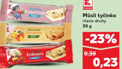 K-Classic müsli tyčinka rôzne druhy