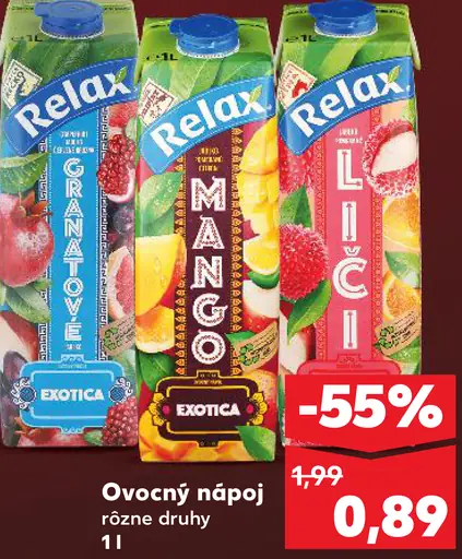 Relax ovocný nápoj rôzne druhy