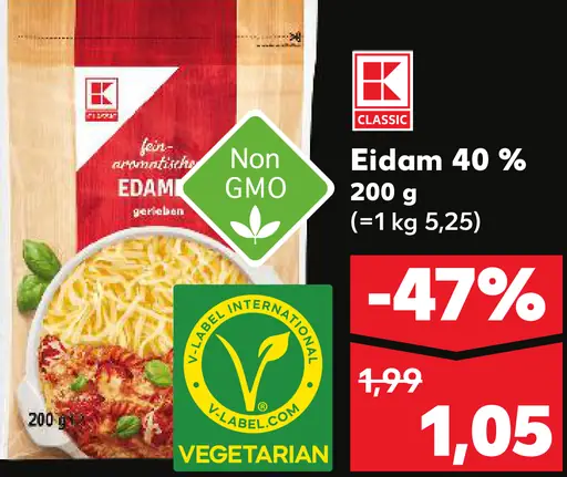 Eidam 40 % plátky