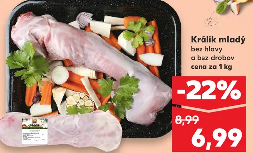 Králik mladý bez hlavy a bez drobov
