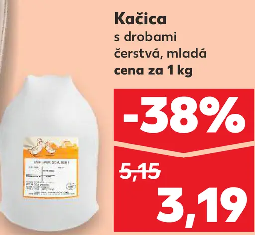 Kačica s drobami čerstvá, mladá