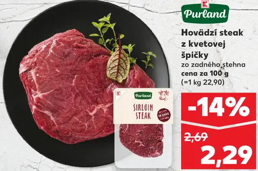 Purland hovädzí steak z kvetovej špičky zo zadného stehna