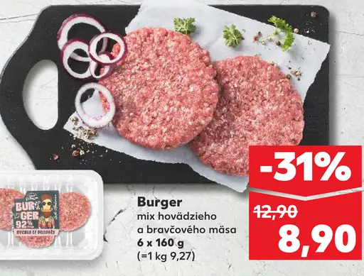 Burger mix hovädzieho a bravčového mäsa