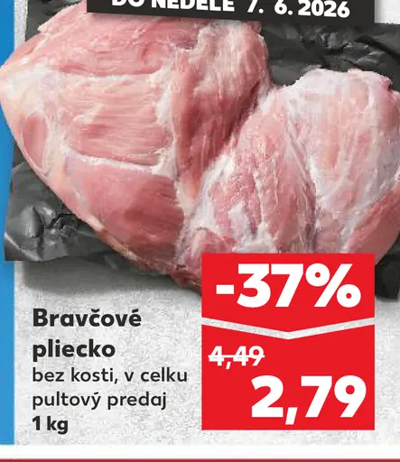Bravčové plecko bez kosti v celku pultový predaj