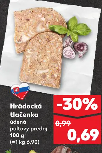 Hrádocká tlačenka údená pultový predaj