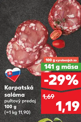 Karpacká saláma pultový predaj