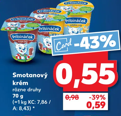 Pribináček smotanový krém rôzne druhy