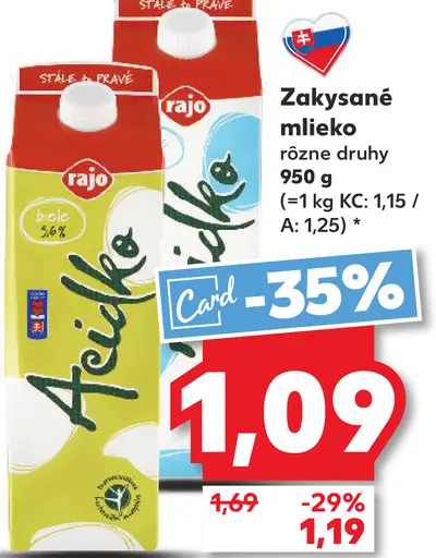 Rajo Acidko zakysané mlieko rôzne druhy